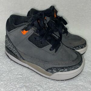 Jordan 3 Retro Black Gray Orange Kids Athletic Shoes BQ5374-003 *Size 6c